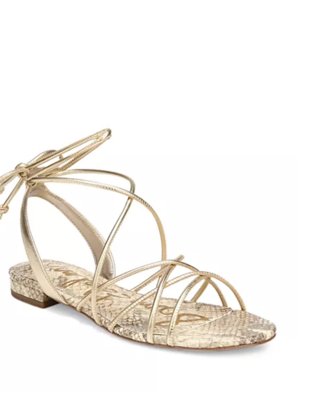 Sam Edelman new Tihana Strappy Metallic Gold Lace-Up Flat Sandal 7.5